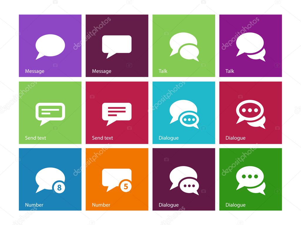 Message bubble icons on color background.