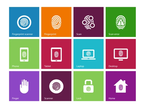 Fingerprint icons on color background. — Stock Vector