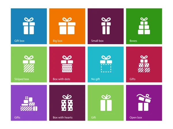 Icônes boîte cadeau sur fond de couleur . — Image vectorielle