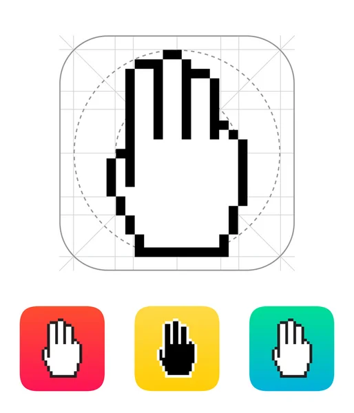 Três dedos. Ícone de cursor de mão Pixel . — Vetor de Stock