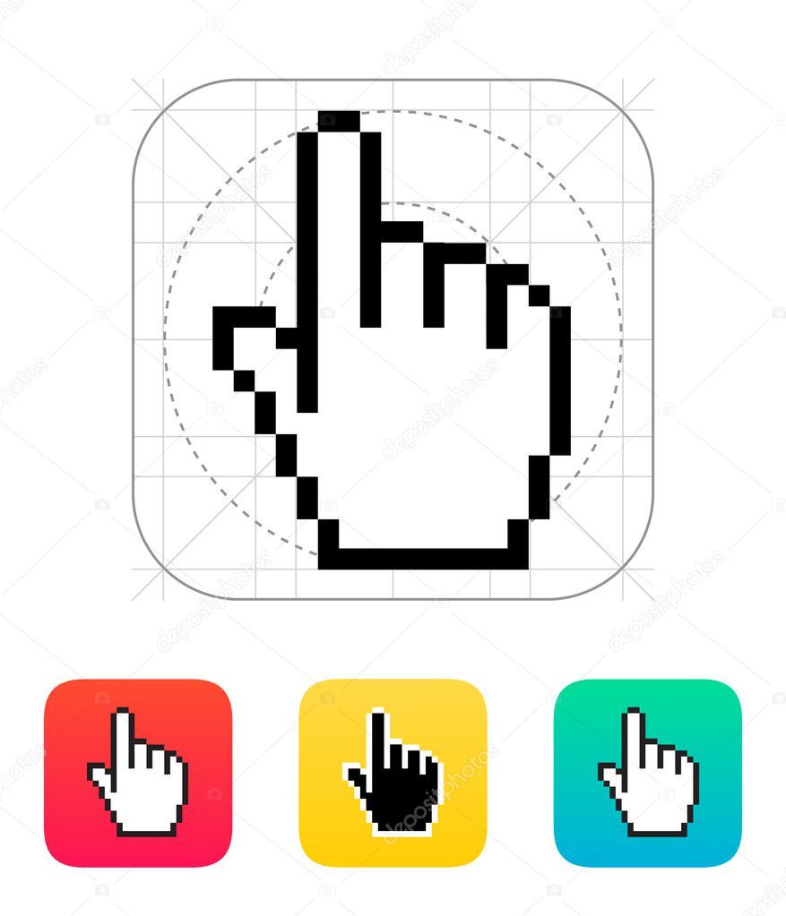 Pixel hand cursor icon.