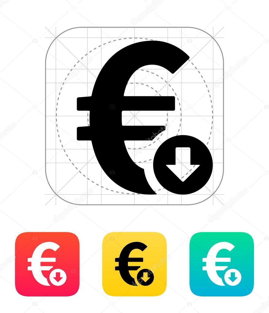 Euro exchange rate down icon.