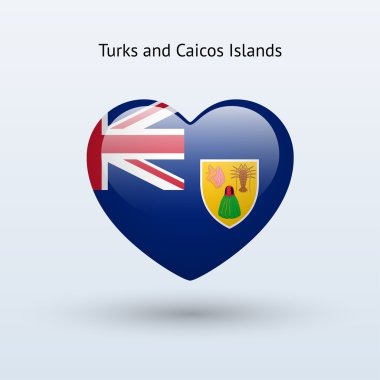 Turks ve caicos Adaları sembolü seviyorum. kalp bayrak simgesi.