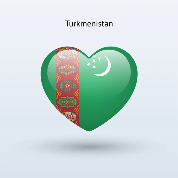 Amo el símbolo de Turkmenistán. Icono bandera del corazón . — Vector de stock