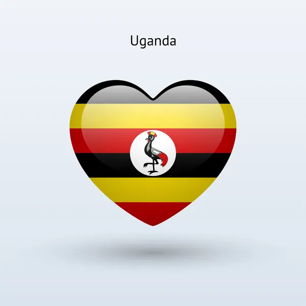 Liebe Ugandas Symbol. Herz-Flagge-Symbol. — Stockvektor