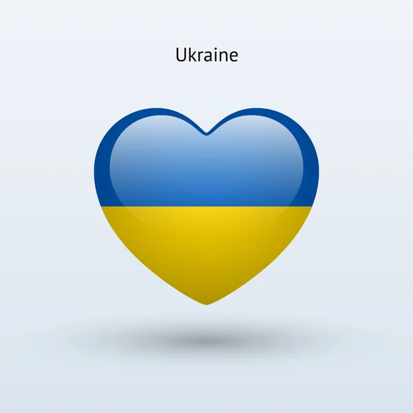 Adoro o símbolo da Ucrânia. Ícone da bandeira cardíaca . — Vetor de Stock