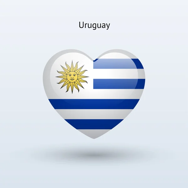 Uruguay sembolü seviyorum. kalp bayrak simgesi. — Stok Vektör
