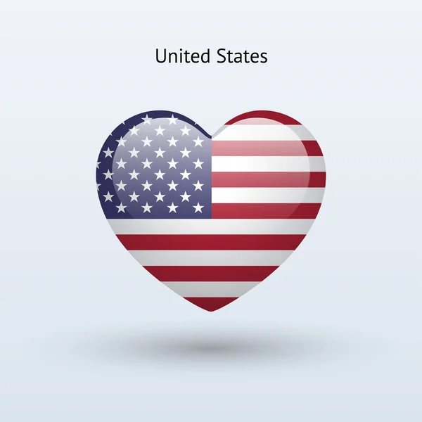 Adoro o símbolo dos Estados Unidos. Ícone da bandeira cardíaca . —  Vetores de Stock