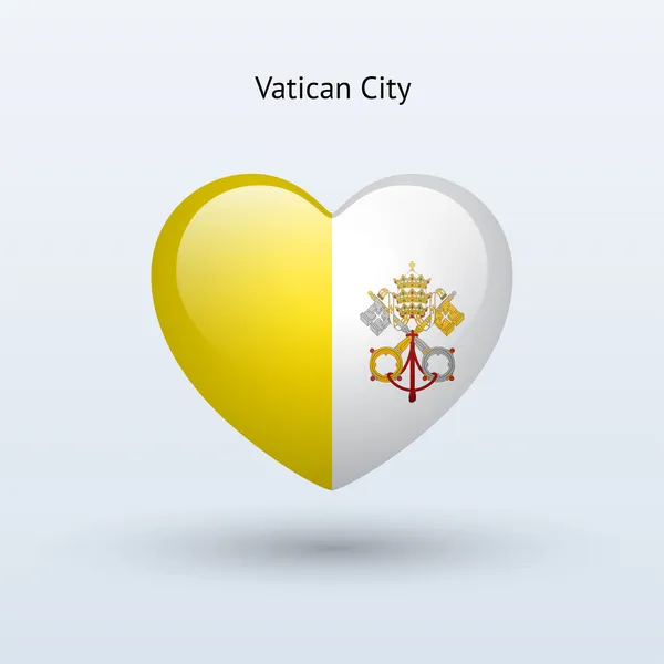 Amo il simbolo della Città del Vaticano. Icona bandiera del cuore . — Vettoriale Stock