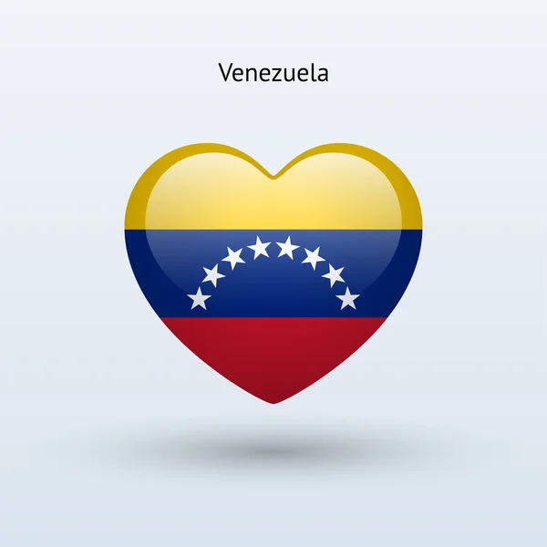 Adoro il simbolo del Venezuela. Icona bandiera del cuore . — Vettoriale Stock