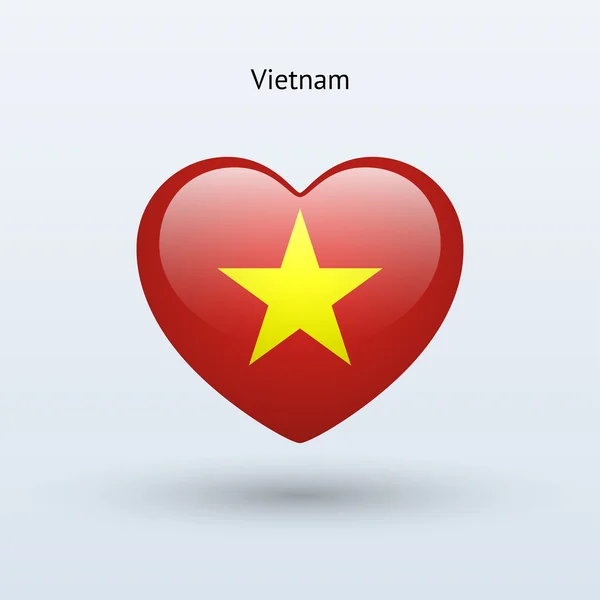 Cinta simbol Vietnam. Ikon bendera jantung . - Stok Vektor