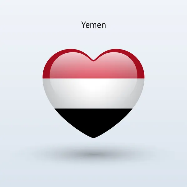 Amor Yemen símbolo. Icono bandera del corazón . — Vector de stock