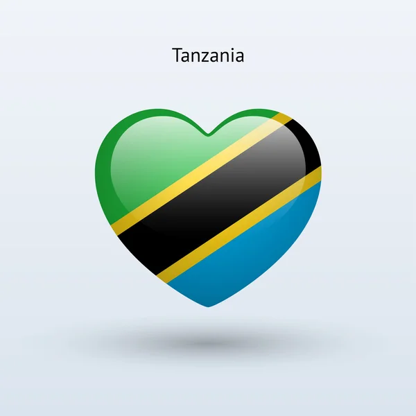 Tanzanya sembolü seviyorum. kalp bayrak simgesi. — Stok Vektör