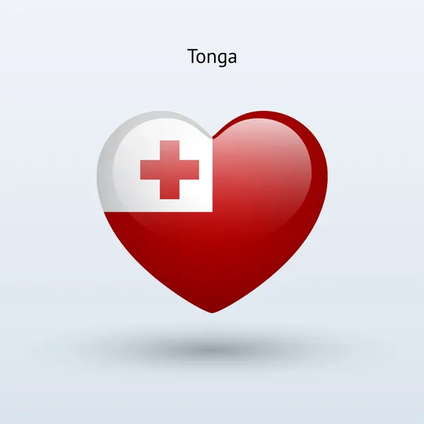 Amor Tonga símbolo. Icono bandera del corazón . — Vector de stock