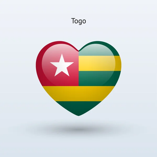 Me encanta el símbolo TOGO. Icono bandera del corazón . — Archivo Imágenes Vectoriales