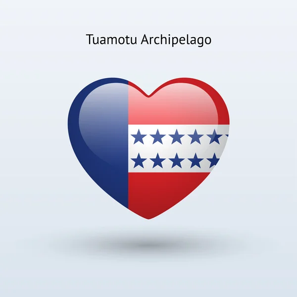 Amor Tuamotu Archipiélago símbolo. Icono bandera del corazón . — Vector de stock
