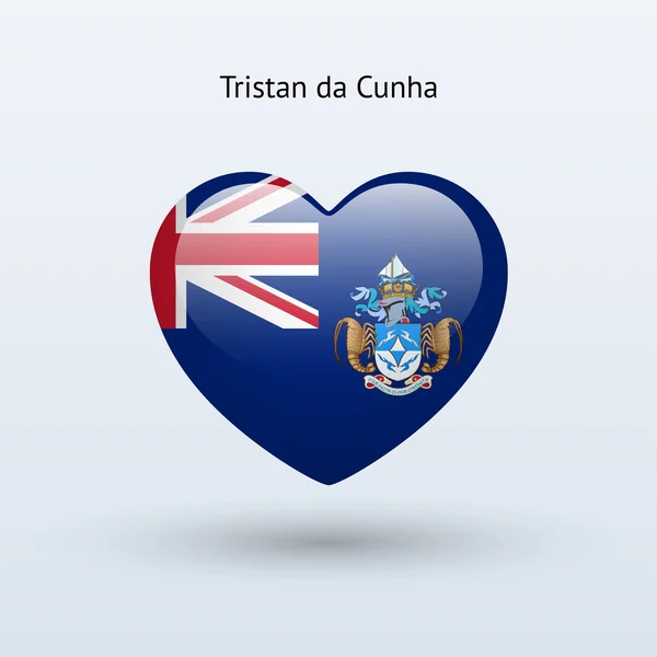 Love Tristan da Cunha symbol. Heart flag icon. — Stock Vector