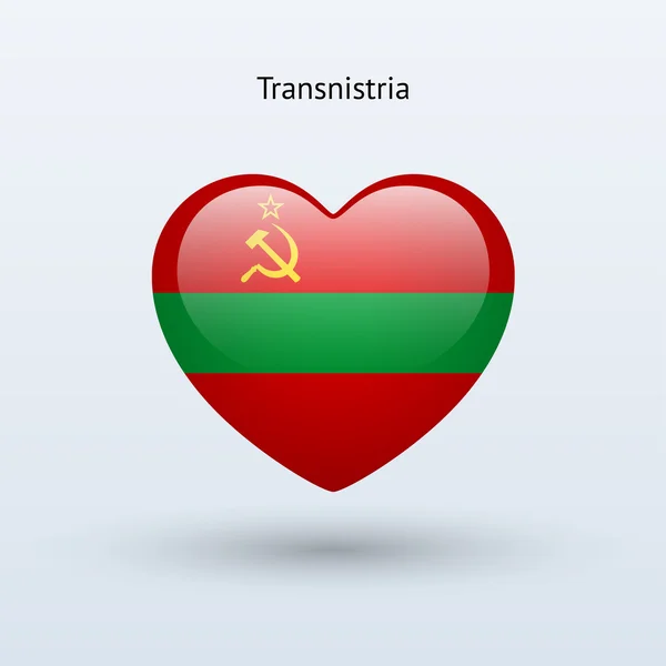 Adoro il simbolo della Transnistria. Icona bandiera del cuore . — Vettoriale Stock