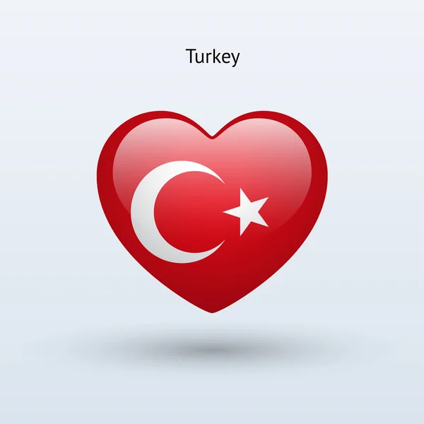 사랑 터키 기호입니다. 심장 플래그 아이콘. — 스톡 벡터