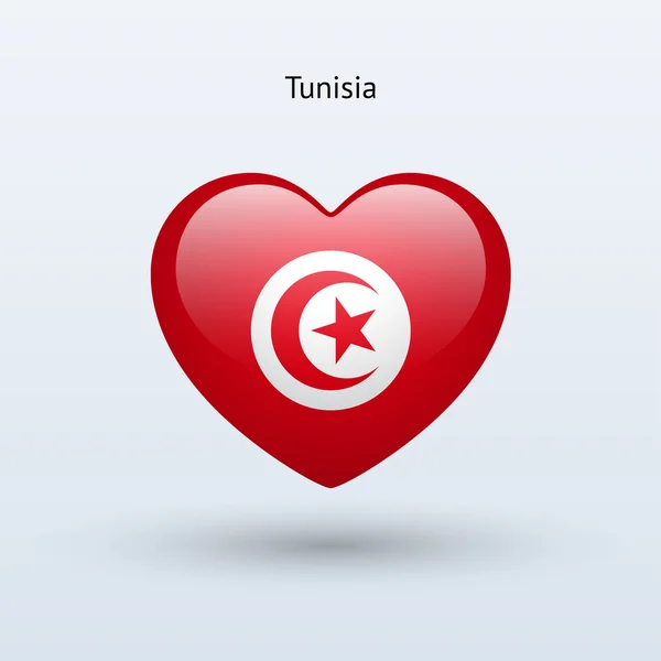 Adoro o símbolo da Tunísia. Ícone da bandeira cardíaca . — Vetor de Stock