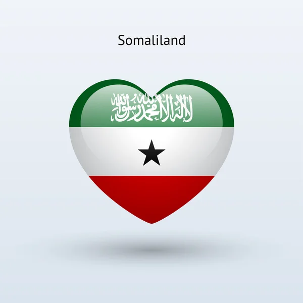 Adoro o símbolo da Somalilândia. Ícone da bandeira cardíaca . — Vetor de Stock
