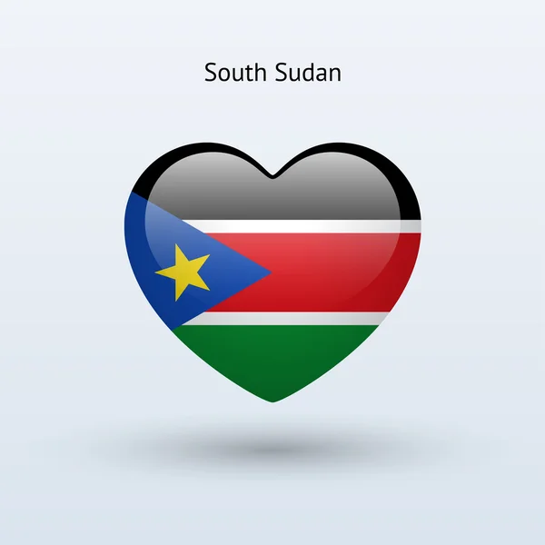 Love South Sudan symbol. Heart flag icon. — Stock Vector