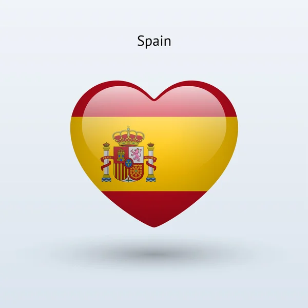 Adoro o símbolo da Espanha. Ícone da bandeira cardíaca . — Vetor de Stock