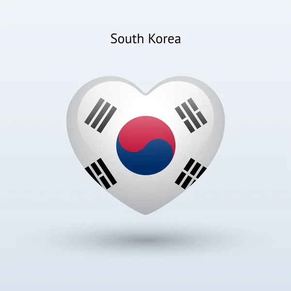 Amor Corea del Sur símbolo. Icono bandera del corazón . — Vector de stock