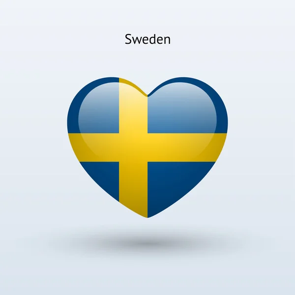 Love Sweden symbol. Heart flag icon. — Stock Vector