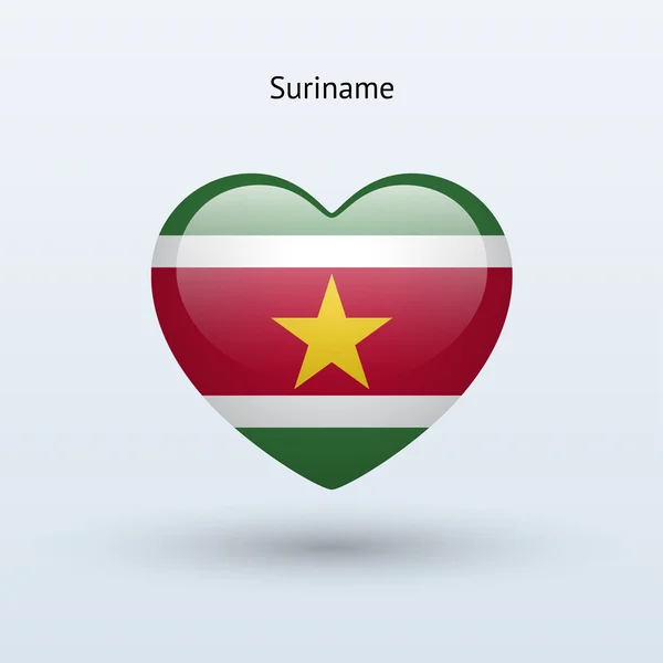 Adoro il Suriname. Icona bandiera del cuore . — Vettoriale Stock