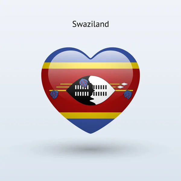Amor Suazilandia símbolo. Icono bandera del corazón . — Archivo Imágenes Vectoriales