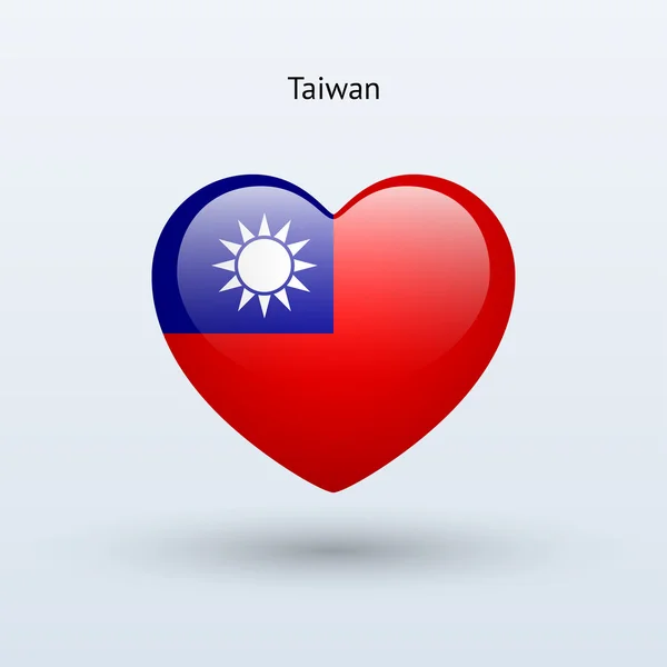 Amo el símbolo de Taiwán. Icono bandera del corazón . — Archivo Imágenes Vectoriales