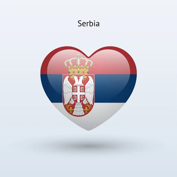 Love Serbia symbol. Heart flag icon. — Stock Vector