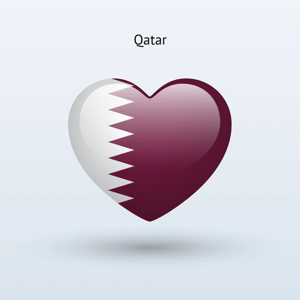 Amore Qatar simbolo. Icona bandiera del cuore . — Vettoriale Stock