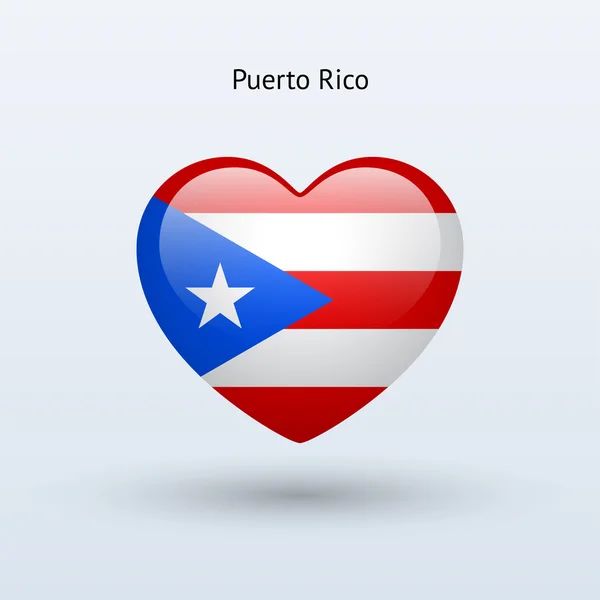 Amor símbolo de Puerto Rico. Icono bandera del corazón . — Archivo Imágenes Vectoriales