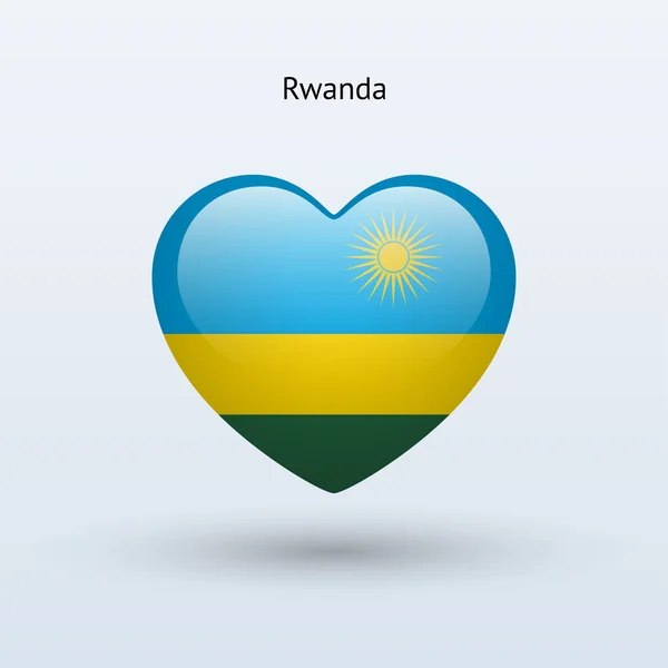 Amour Rwanda symbole. icône drapeau coeur . — Image vectorielle