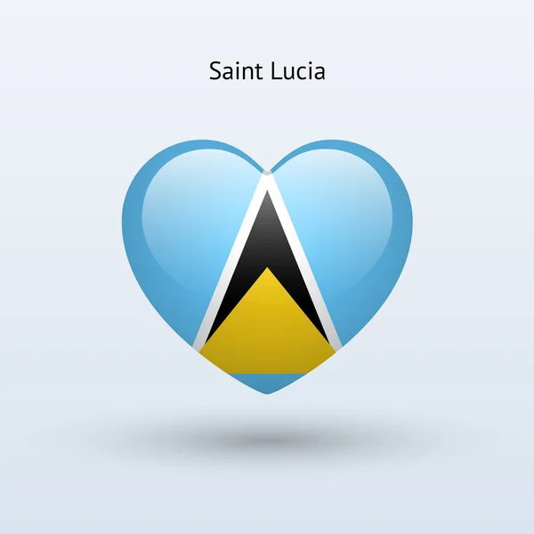 Amour Sainte-Lucie symbole. icône drapeau coeur . — Image vectorielle