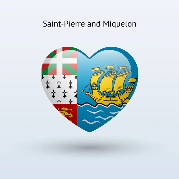 Adoro o símbolo Saint-Pierre e Miquelon. Ícone da bandeira cardíaca . — Vetor de Stock