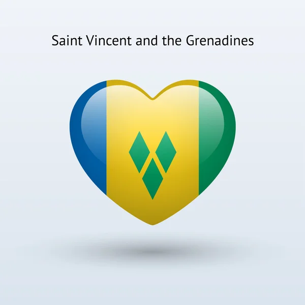 Ama a San Vicente y las Granadinas. Icono bandera del corazón . — Vector de stock