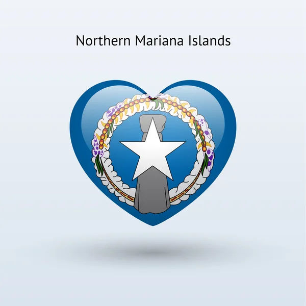 Amor Islas Marianas del Norte símbolo. Icono bandera del corazón . — Vector de stock