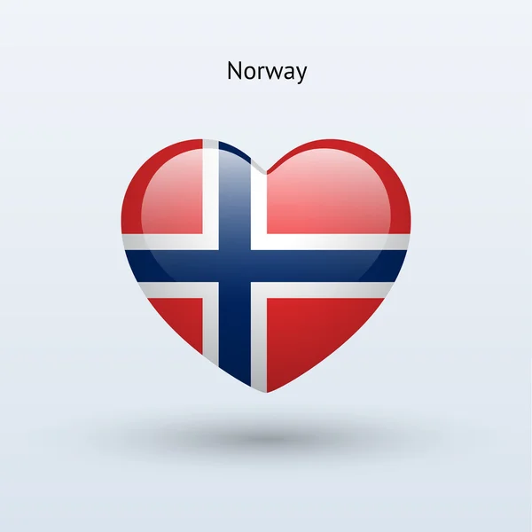 Liefde Noorwegen symbool. hart vlag, pictogram. — Stockvector