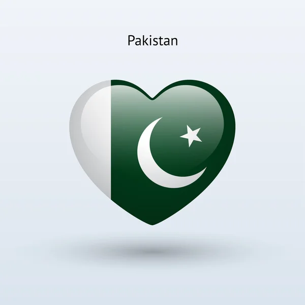 Liebe pakistanisches Symbol. Herz-Flagge-Symbol. — Stockvektor