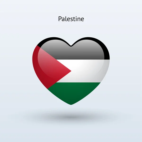 Liebe Palestin-Symbol. Herz-Flagge-Symbol. — Stockvektor