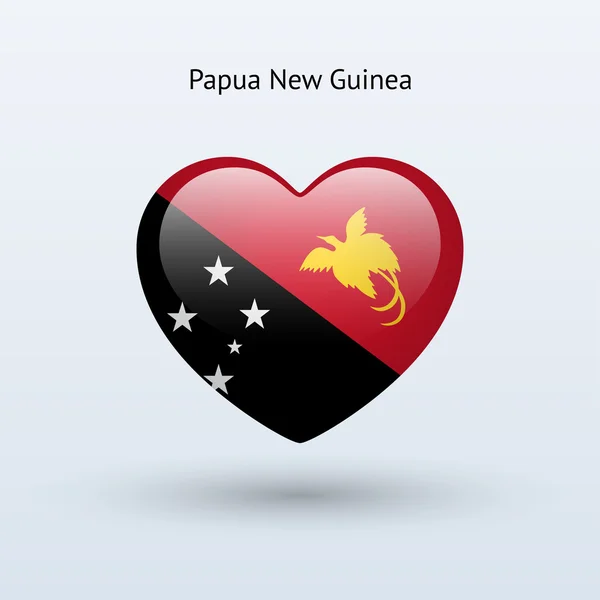 Amore Papua Nuova Guinea simbolo. Icona bandiera del cuore . — Vettoriale Stock