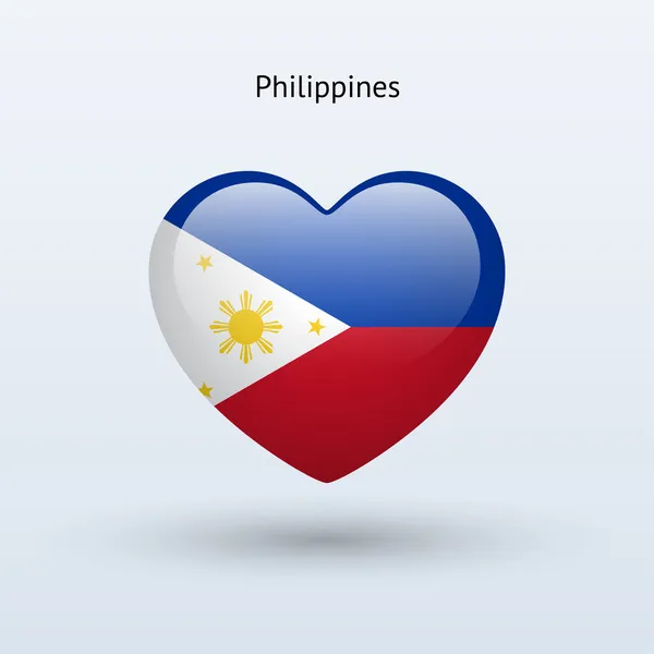 Love Philippines symbol. Heart flag icon. — Stock Vector