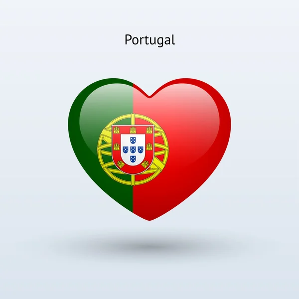포르투갈 기호를 사랑 해요. 심장 플래그 아이콘. — 스톡 벡터