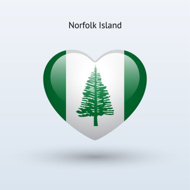 Norfolk Adası sembolü seviyorum. kalp bayrak simgesi.