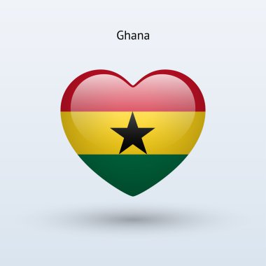 Gana sembolü seviyorum. kalp bayrak simgesi.