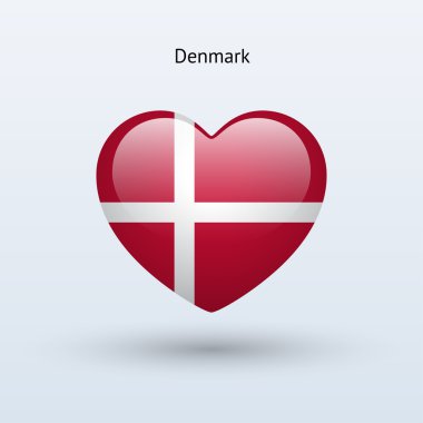 Danimarka sembolü seviyorum. kalp bayrak simgesi.