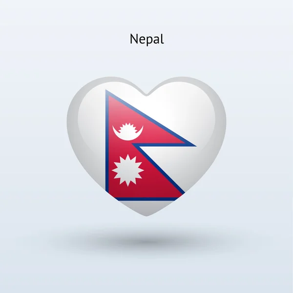 Liebe nepal Symbol. Herz-Flagge-Symbol. — Stockvektor